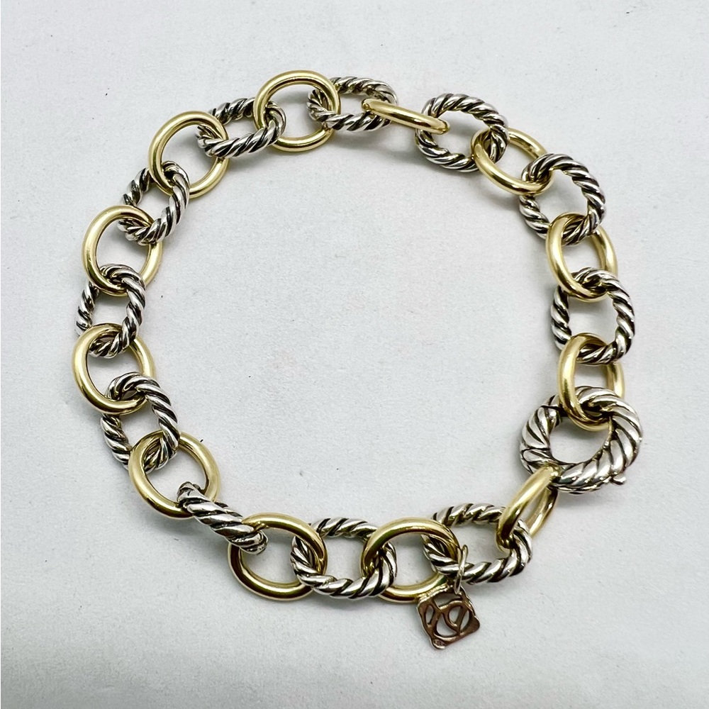 David Yurman 10mm Oval Medium Link Bracelet with Gold - Picture 10 of 10